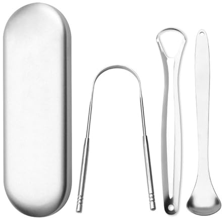 Pulisci Lingua In Acciaio Inox - Riutilizzabile Raschietti Per Lingua | Spazzola Per Lingua | Raschietto Lingua Detergente | Set Tongue Scraper | form Di U Pulitori Di Lingua | Pulisci Lingue Metallo