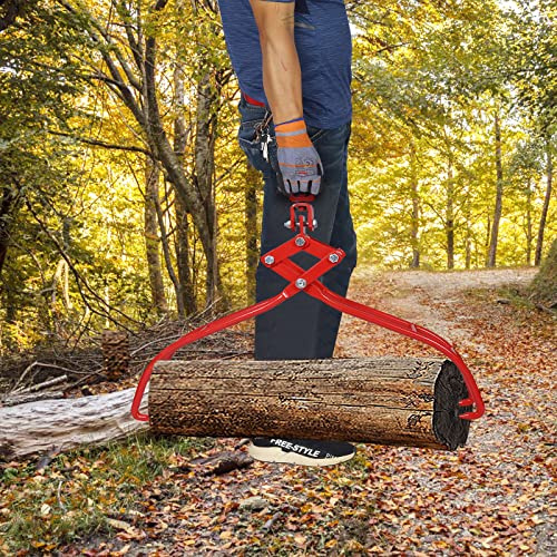 36 Heavy-Duty Logging Tongs - 4 Claw Log Grabber with 5000 lbs Capacity, Rust-Resistant Carbon Steel, Red Powder-Coated Finish for Skidding, Pulling, and Dragging Logs