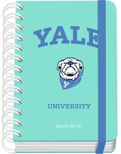 Dohe - Agenda Scolaire 2025 2026 - Page Par Jour, Taille A6 (12x17 cm), Espagnol et Anglais, Fermeture à Spirale Double et Élastique, Couverture Rigide, 4 Pages d'Autocollants - Yale University Dog