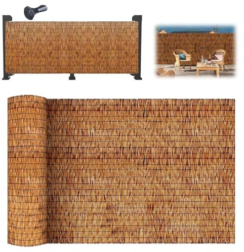 MZQMK Pantalla De Caña For Jardín Valla De Privacidad Paneles De Pantalla De Privacidad para Patio para Jardín Exterior Balcón Terraza(0.61x5m/2x16.4ft)