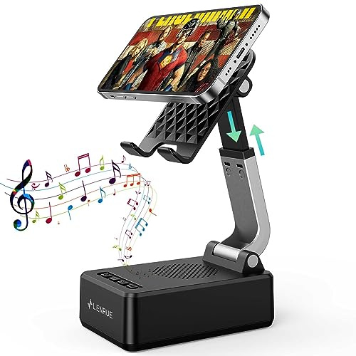 LENRUE Gift for men,Gadgets for men,Wireless Bluetooth Speakers with Foldable Angle & Height Phone Stand,Christmas Day, Father's Day,Thanksgiving Day, Birthday Gifts for Man,Woman,Parents