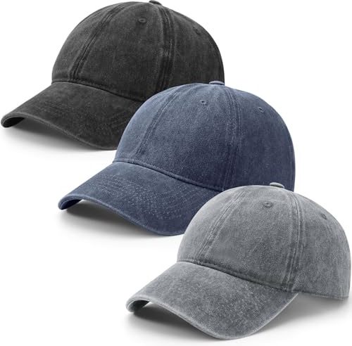 Utensilsto 3 Stück Baseballkappe für Herren Damen, Vintage Basecap Kappe | Verstellbar Baumwolle Baseball Cap Unisex Sonnenhut Basecap Sportkappe für Outdoor Sport Leisure Reisen
