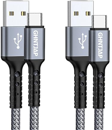 GHNTJAP Cable USB C, [2 unidades de 1,5 m] cable de carga USB C de nailon trenzado, cable de carga rápida USB A a USB C para iPhone 16 15 Pro Max, Galaxy S24 S23 S22, Huawei P60, Xperia XZ