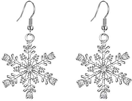 EVER FAITH Damen Österreichische Kristall Winter Party Schneeflocke Ohrhänger Ohrringe Klar Gold-Ton (Ohhänger)