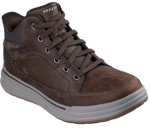 Skechers Hombre Sterling Rogan Botas, Brown Leather/Synthetic/Mesh, 41 EU