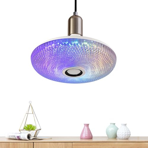 Qzdtue Lámpara de altavoz inteligente, iluminación musical regulable, acento LED de escritorio de 6 x 6 pulgadas, carcasa de ABS, modelo moderno, lámpara de escritorio con temporizador, iluminación