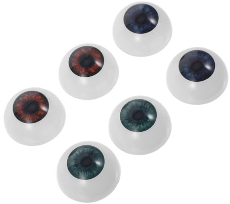JOINPAYA 3 Pairs 22Mm DIY Acrylic Realistic Craft Eyeballs for Halloween Horror Props, Mask Eye Inserts, Puppet and Doll Eyes in Brown, Green, and Dark Blue