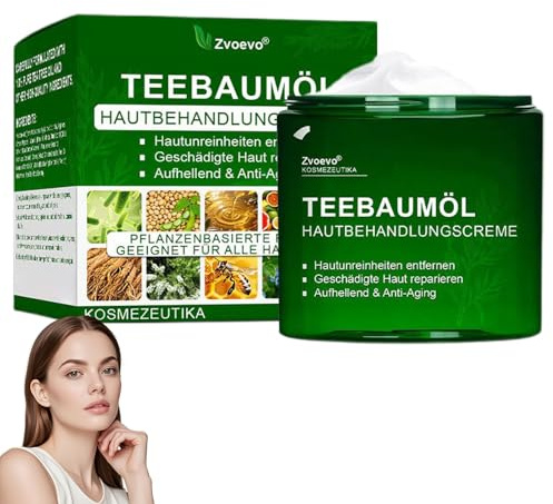 Zvoevo Teebaumöl Hautpflegebehandlung Creme, 2026 Neu Zvoevo Teebaumöl bio Creme, Feuchtigkeitsspendend & reparierend, Naturkosmetik zur Pflege von unreiner Haut - Tea Tree Oil Cream (1 schachtel)