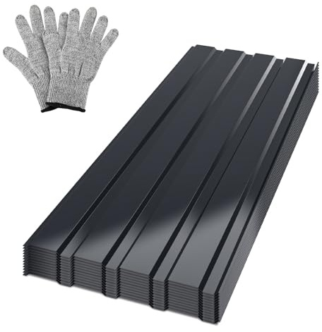 Monucep 12x Trapezblech Profilblech 115x45 cm – Dachblech Set ca. 6,21 m² Dachplatten Stahl 0,25 mm für Gartenhaus Carport Schuppen Dachverkleidung inkl. Schnittschutzhandschuhe, Anthrazit