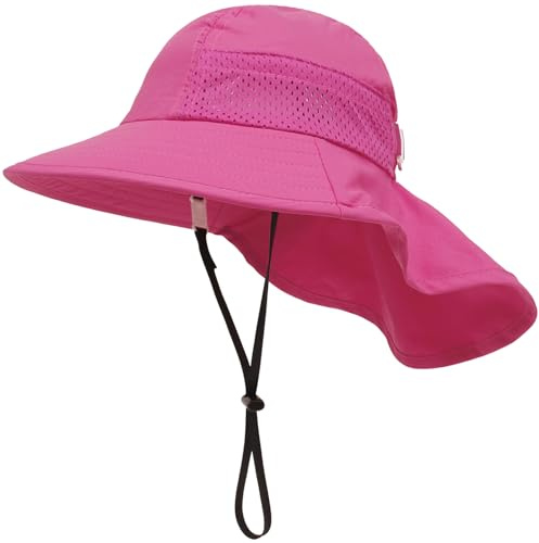 Malaxlx Baby Sonnenhut mit Nackenschutz UPF 50+ UV Schutz Breite Krempe Atmungsaktiv Sommerhut für Kinder Jungen Mädchen