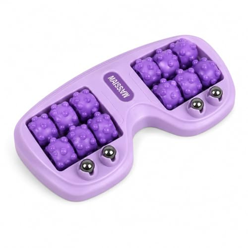 RDTOK Rouleau de massage des pieds avec picots en forme de patte de chat, rouleau de massage des pieds avec 12 rouleaux et 4 boules de massage, appareil de massage pour les pieds, rouleau de massage