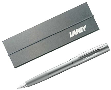 Lamy Füllhalter aion Modell 077, Farbe olivesilver (silber), inkl. Laser-Gravur (Feder F)