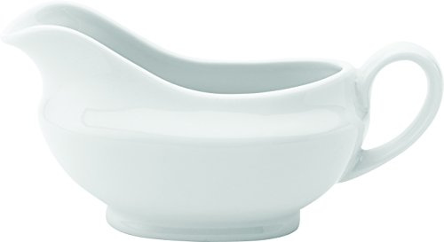 Utopia K70001 Titan Traditional Sauce Boat, 4 oz., 11 cL (Pack of 6) | Ergonomic handle and drip-free lip ensure smooth pouring in busy, professional catering environments.