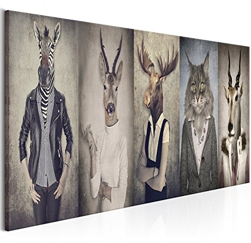 murando - Leinwandbild Hirsch Katze Landschaft, 120x40 cm, 1-teilig, modern | Hochwertige Leinwand, sofort aufhängbar, ideal fürs Wohn- oder Schlafzimmer, wasserfest und lichtecht, langlebig, stilvoll