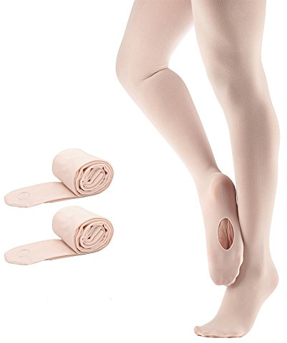 Bezioner Ballett Strumpfhose 2 Paar Cabrio Tanzstrumpfhose mit Fersenloch für Kinder Mädchen und Damen Rosa M (125–140 cm)