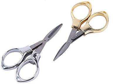 Mini Klapp Schere, Mini Edelstahl Folding Keychain Fischen Schere Blisterkarte Paket Werkzeug für Tourismus, Angeln, Klettern, Wandern, Erste Hilfe, Nähen, Papier schneiden(Silber)
