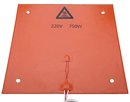 Tangxi 12,2 * 12,2 Zoll Heizplatte, 220 V 750 W 3D-Drucker-Silikon-Heizkissen, Ersatz-3D-Drucker-Heizbett-Heizkissen für CR-10 / CR-10S 3D-Drucker