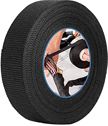 Yosoo Health Gear Ruban Adhésif Isolant Noir, Ruban Chiffon de Voiture, Ruban Adhésif Câble Bande de Faisceau de Câblage Automobile, Résistant à la Chaleur Ruban de Tissu pour Voiture Moto(9mm * 25m)