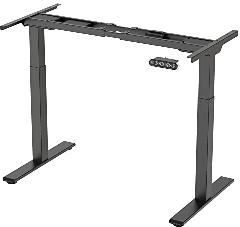 ALLDREI Höhenverstellbarer Schreibtisch Gestell 2 Motoren, elektrisch stufenlos Höhenverstellung, mit 4 Speicher-Steuerung, 2-Fach-Teleskop (Schwarz)