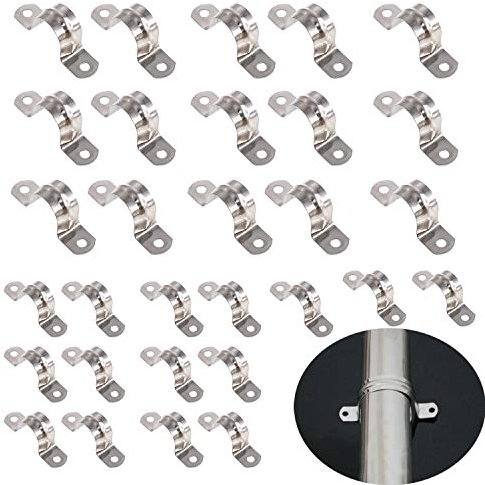 Zaky 12mm 14mm 304 Edelstahl Rohrklemme Clip 30 Stk Rohrschelle U-Typ Rohrschelle Rohrschelle Klemme Zangen Kupplungs Hoop（Silber）