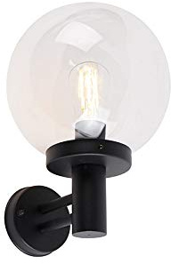 Qazqa Modern außen Wandleuchte, Außenlampe, Wandlampe für den Garten - Sfera - Schwarz, max. 40W, Geeignet für LED, 23cm, IP44, Rund