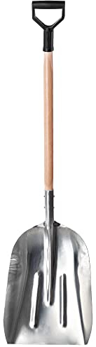 KADAX Schaufel, Sandschaufel mit langem Stiel aus Holz, Spaten mit D-Griff, Schneeschaufel, Gartenspaten mit abgerundeten Rändern, Erdschaufel (Aluminium)