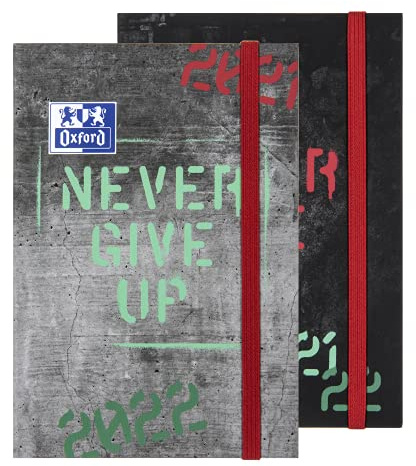 Oxford Schülerkalender 2021/2022, Never Give Up, 1 Woche auf 2 Seiten, 64 Blatt, 12x18 cm, Zufallsmotiv schwarz oder grau kein Farbwunsch möglich, 100740471, Zufallsmotiv kein Farbwunsch möglich