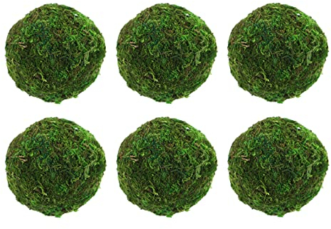 Home Decor 6Pcs Decorative Faux Dried Moss Balls Artificial Green Plant Mossy Globes Handmade Sphere Moss Hanging Balls for Wedding Decors Party 8cm Green Artificial Moss