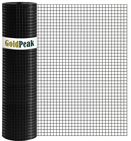 GoldPeak Black Hardware Cloth 1/2 inch 36'' x 100' 19 Gauge - Vinyl Coated Chicken Wire Fencing Wire Mesh Roll Garden Fence Rodent Mesh Rabbit Wire Tree Fence