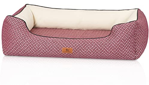 Knuffelwuff Orthopädisches Design Hundebett Sanford XXL 120 x 85cm Rot - Hundesofa mit erhöhte Ränder und abnehmbarem Bezug - leicht zu reinigen - für große, mittelgroße und kleine Hunde