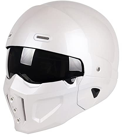 Woljay Offener Helm Integralhelm Motorradhelm Modulare Helme für Unisex-Adult Straße Fahrrad Kreuzer Roller DOT ECE genehmigt (Medium,Weiß)