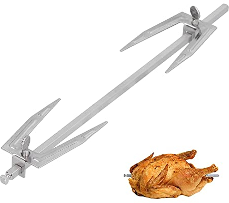 Forchetta di Pollo Arrosto, Forchette Barbecue Friggitrice ad Aria in Acciaio Inossidabile Asta di Spiedo Girarrosto Pollo Girevole Forchetta per Arrosti Pollo Cottura Pesce Carne Alla Griglia Accesso