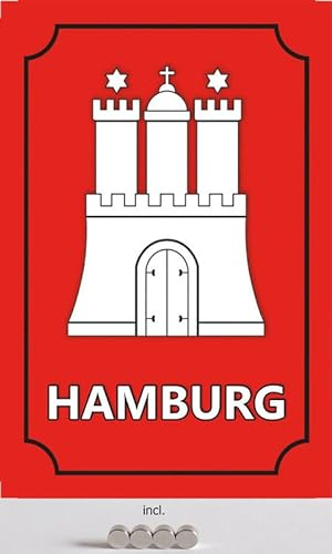 Metall Schild 20x30cm mit 4 Magneten Hamburg Wappen Stadtwappen Metall Blechschild