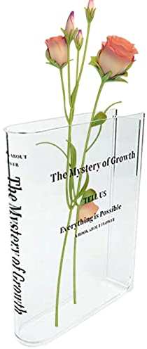 Lecerrot Klare Büchervase Für Blumen, Klare Buchvase, Transparentes Buchvase Für Blumen, The Mystery of Growth 2023Dekorative Büchervase Aus Acryl, Minimalistische Bücherform Vasen Schreibtisch