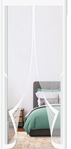 Insektenschutz Vorhang 125 x 190 cm Fliegenschutz Ohne Bohren Magnetische Adsorption Moskitonetz Tür Für Balkontür Wohnzimmer Terrassentür, Weiß