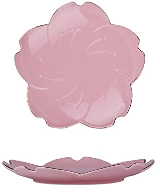 Saladier en céramique de 22,4 cm, assiettes plates, assiettes à dessert, plateaux de service pour apéritif, bol à sauce, passe au lave-vaisselle (rose, 22,4 cm)