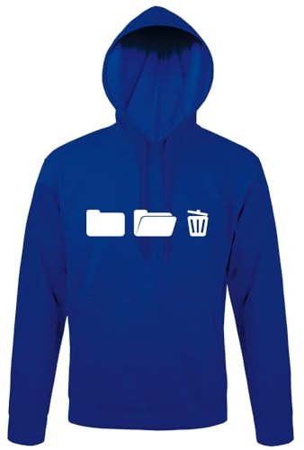 shirt84 Chemise à capuche avec corbeille à papier sur ordinateur pour homme, Bleu roi, XXXL