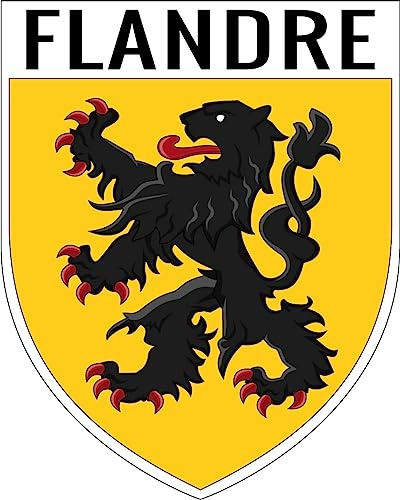 SAFIRMES 1 Grand ECUSSON Autocollants 9x8 cm - Blason FLANDRE Sticker