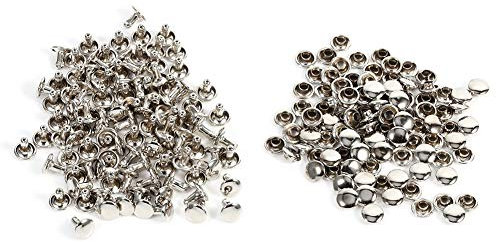 Nietennieten, Ledernieten mit Doppelkappe, 3 Farben, 100 Sets, 8 X 8 Mm, Doppelkappennieten, Metall, Leder, Handwerk, Reparaturen, Nieten, Spikes, Dekoration, DIY, Handwerk, Coole Nieten,(Silberfarbe)