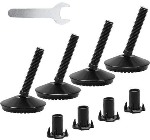 HARSKIYER 4pcs Adjustable Leveling Feet - Heavy Duty Furniture Levelers for Tables, Sofa, Cabinets, Workbench (Black)