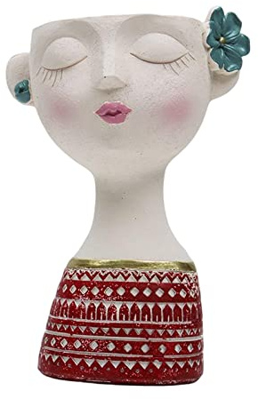 Blumenvase Pflanzgefäße Blumentopf Knospe Halter Wohnzimmer Menschlicher Kopf Statuen, Rot