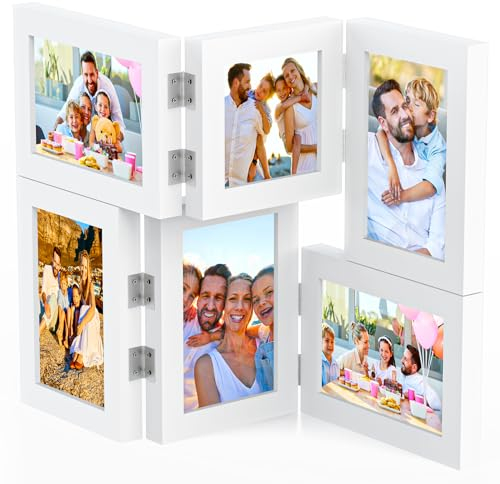 Hipsignal Kinder Bilderrahmen, 2 Stück A4 Befüllba Bilderrahmen für Kinder mit Frontöffnung und Halterung zum Aufhängen oder Aufstellen von Kinderzeichnungen, Kunstprojekten (Weiß, Collage)