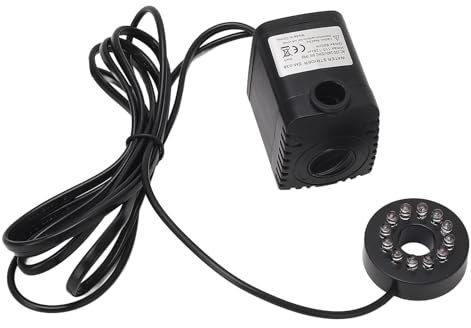 Springbrunnenpumpe mit Licht, Kleine Springbrunnenpumpe, Extrem Leise Springbrunnenwasserpumpe mit Buntem LED-Licht, 8 W, 600 LPH, IP68, Wasserpumpe für Springbrunnen für