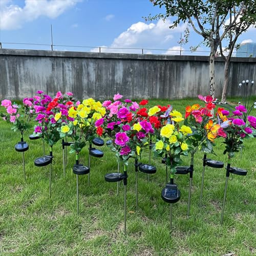 Guangcailun Lampada solare resistente all'azalea - Luce da giardino impermeabile per cortile Luci solari da giardino Fiori solari Prato LED Facile da installare, Rosso, lanterne