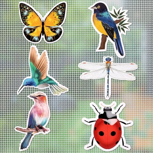 JSRQT 6 Stück Magnete für Fliegengitter Schmetterling Fliegengittertüren Aufkleber Kolibri Libelle Flexible Doppelseitige Magnet Durchlaufschutz Dekorative Magnetische