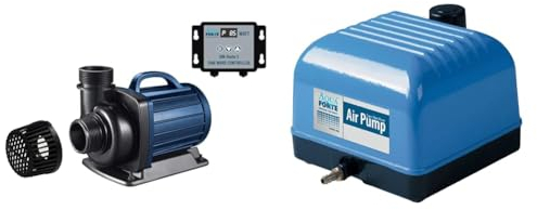 AquaForte Filter-/Teichpumpe DM-22.000 Vario S, 70-200W, Förderhöhe 7,5m & Hi-Flow V-30 Luftpumpe, Aluminiumgehäuse, Leise und Leistungsstark