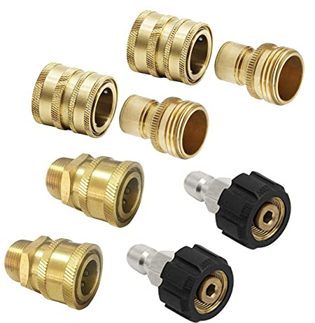 CosyCaya Kit de Adaptador de Conector RáPido para Lavadora una PresióN M22 14 Mm X 3/8 Pulgadas Enchufe de DesconexióN RáPida 5000PSI Accesorio de LatóN de Alta PresióN
