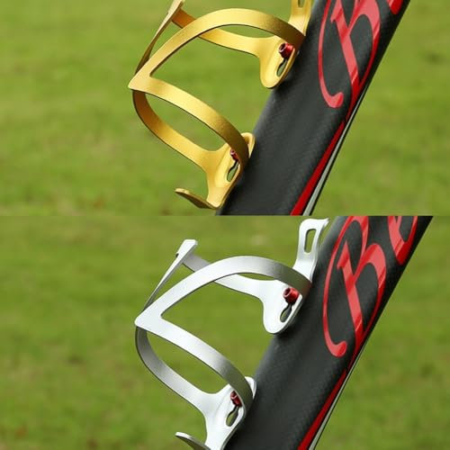 Aluminum Alloy Bicycle Cup Holder, Adjustable Water Bottle Mount (Gold)