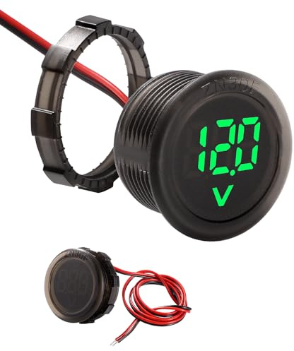 VooGenzek DC 5-100V DC Digital Voltmeter Wasserdicht, 2 Drähte Spannungsmesser 3-Digit LED Anzeige, mit Anti Konnection Schutz, für Autos Fahrzeuge Motorräder Boote, Grün