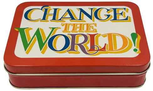 Caja de regalo de diseño Emma Bridgewater – Caja de caramelos rectangular con cariño – Diseño Change the World – Caja para caramelos, galletas, lata – Dimensiones (largo x ancho x alto) 14,2 x 10,1 x